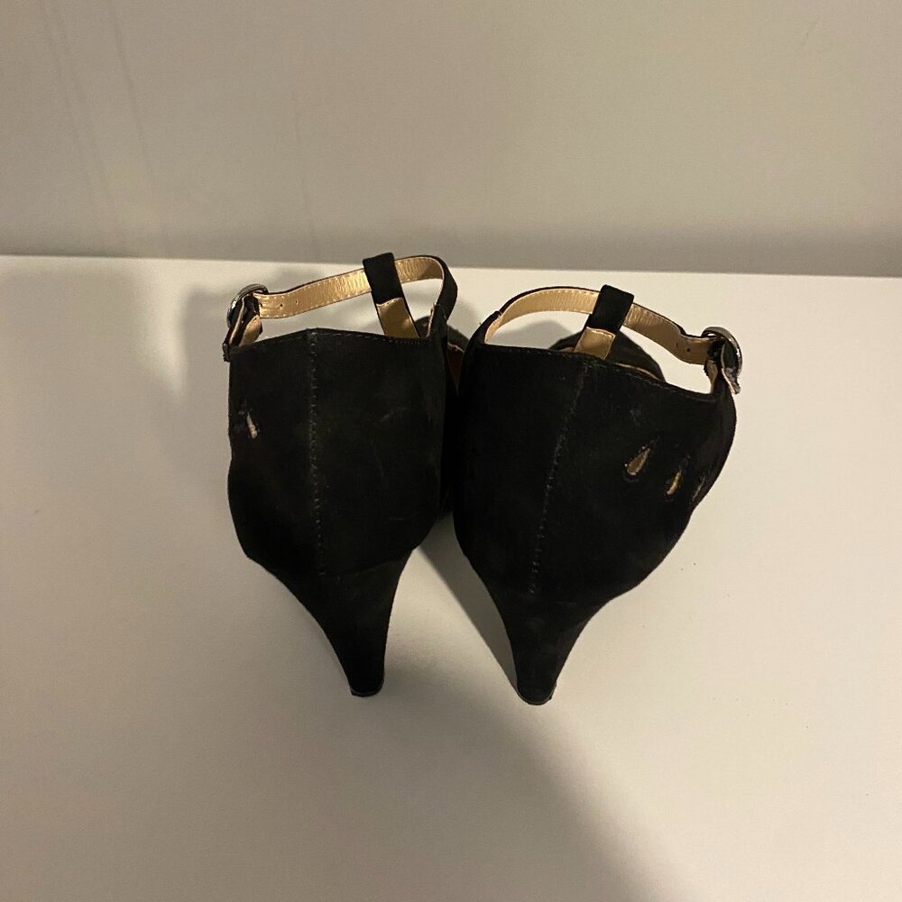 Modcloth T Strap Pin Up Vintage Style Black Heels - Picture 6 of 11